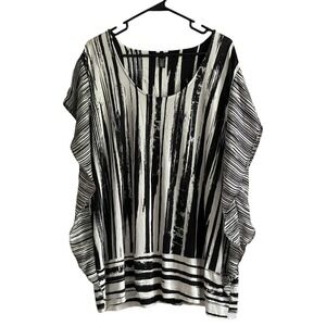 Kenneth Cole Reaction Black & White Top Kimono Sleeves Size 3x